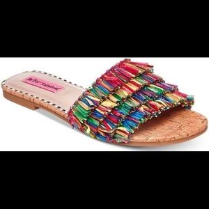 Betsey Jhonson Fringes Multicolor Slide
